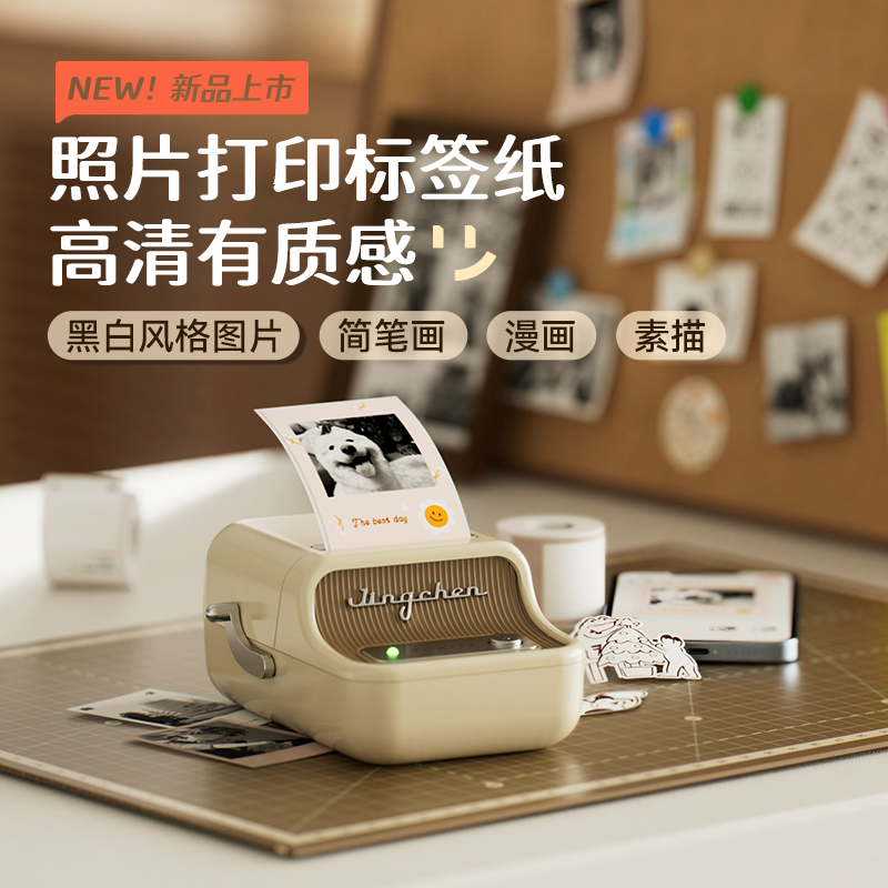 niimbot精臣B21小型照片打印机黑白图片手机照片图像防水自制小卡相片手账素材贴纸手持便携式迷你家用标签机