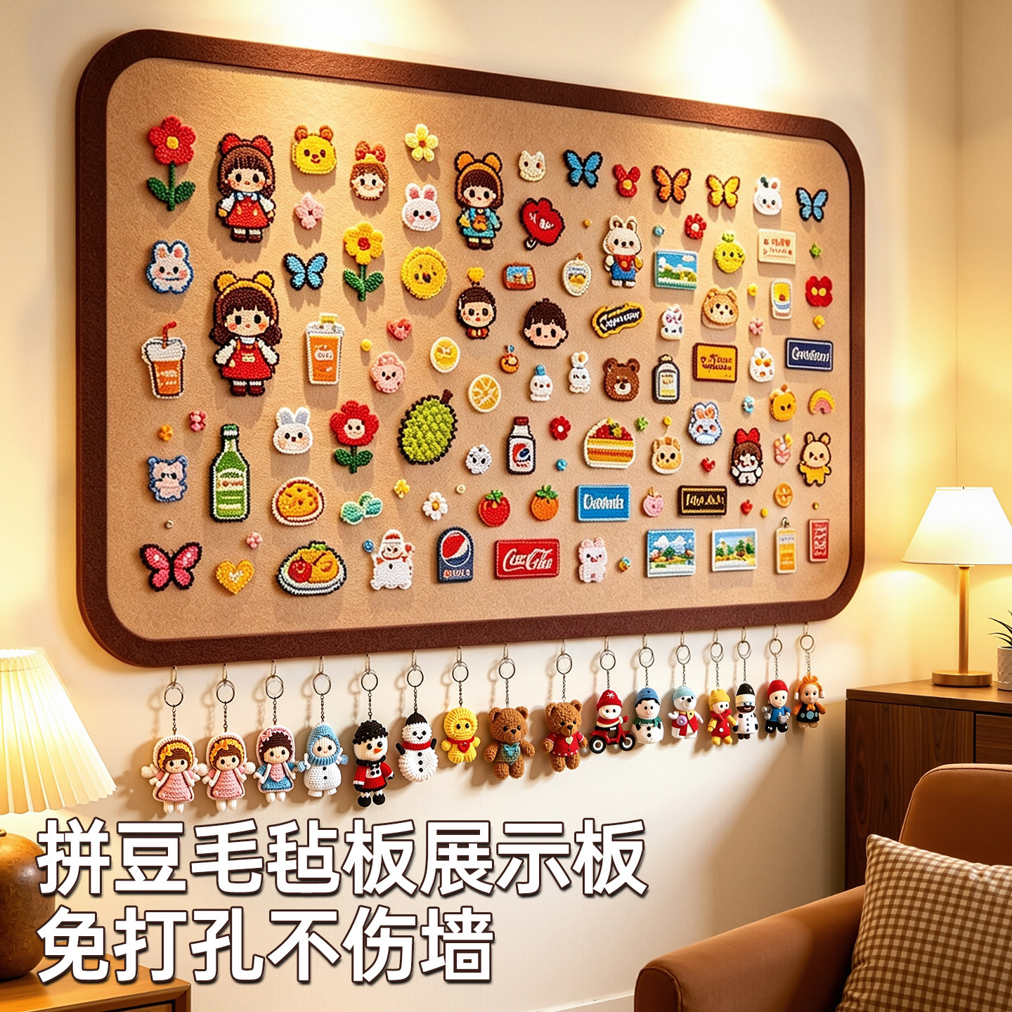 拼豆毛毡板免打孔照片墙背景板图片