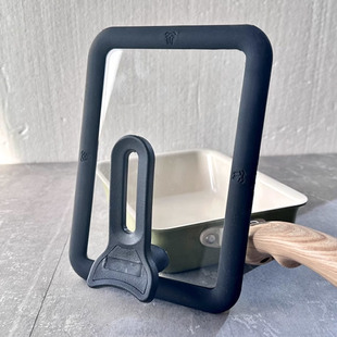 玉子烧锅盖  方形硅胶可立盖 可视钢化玻璃盖