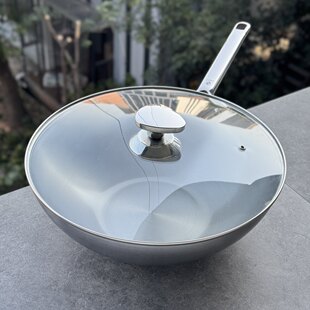 大容量炒锅 燃气电磁炉通用 32cm纯钛零涂层加高 品牌特价