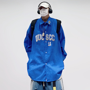 UUCSCC嘻哈潮牌日系复古宽松衬衫 基础外套衬衣 学院风vintage工装