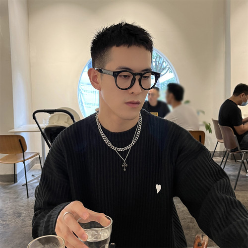 双层叠戴十字架古巴项链男生