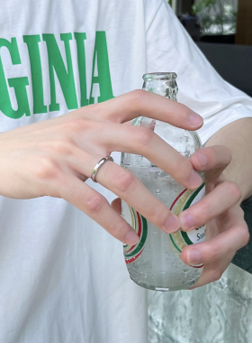 925纯银戒指男素圈活口