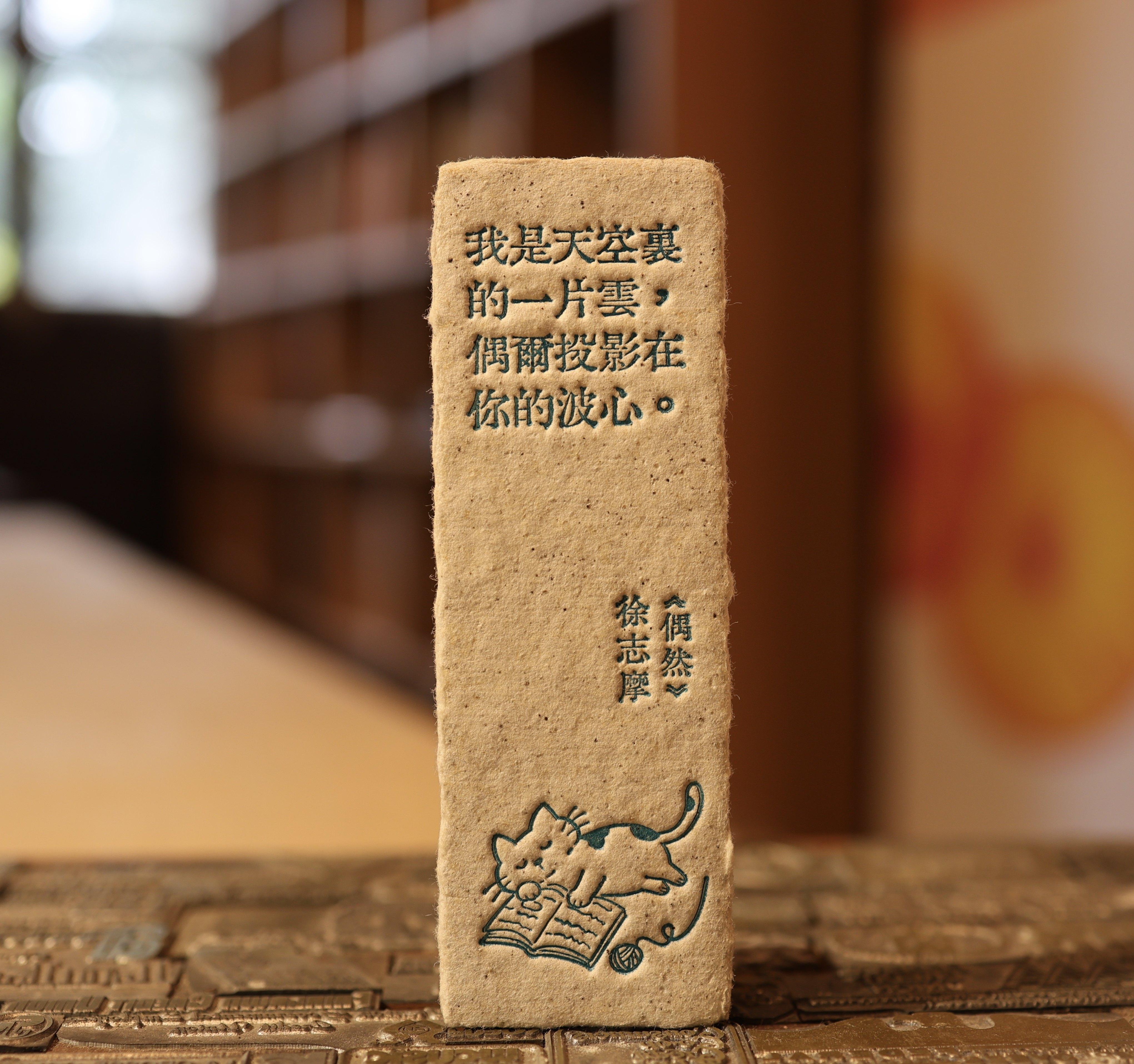 咖啡渣种子纸书签 手工毛边纸 作家名言书签图片