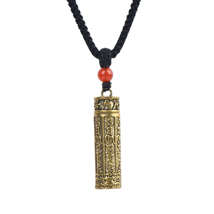 黄铜可打开装朱砂的空心吊坠楞严咒挂件护身符项链六字真言愣严咒