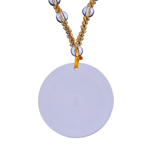 楞严咒吊坠挂件愣严经护身符透明水晶圆形愣严咒项链饰品男女款