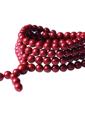 天然原矿红色朱砂108颗佛珠手串