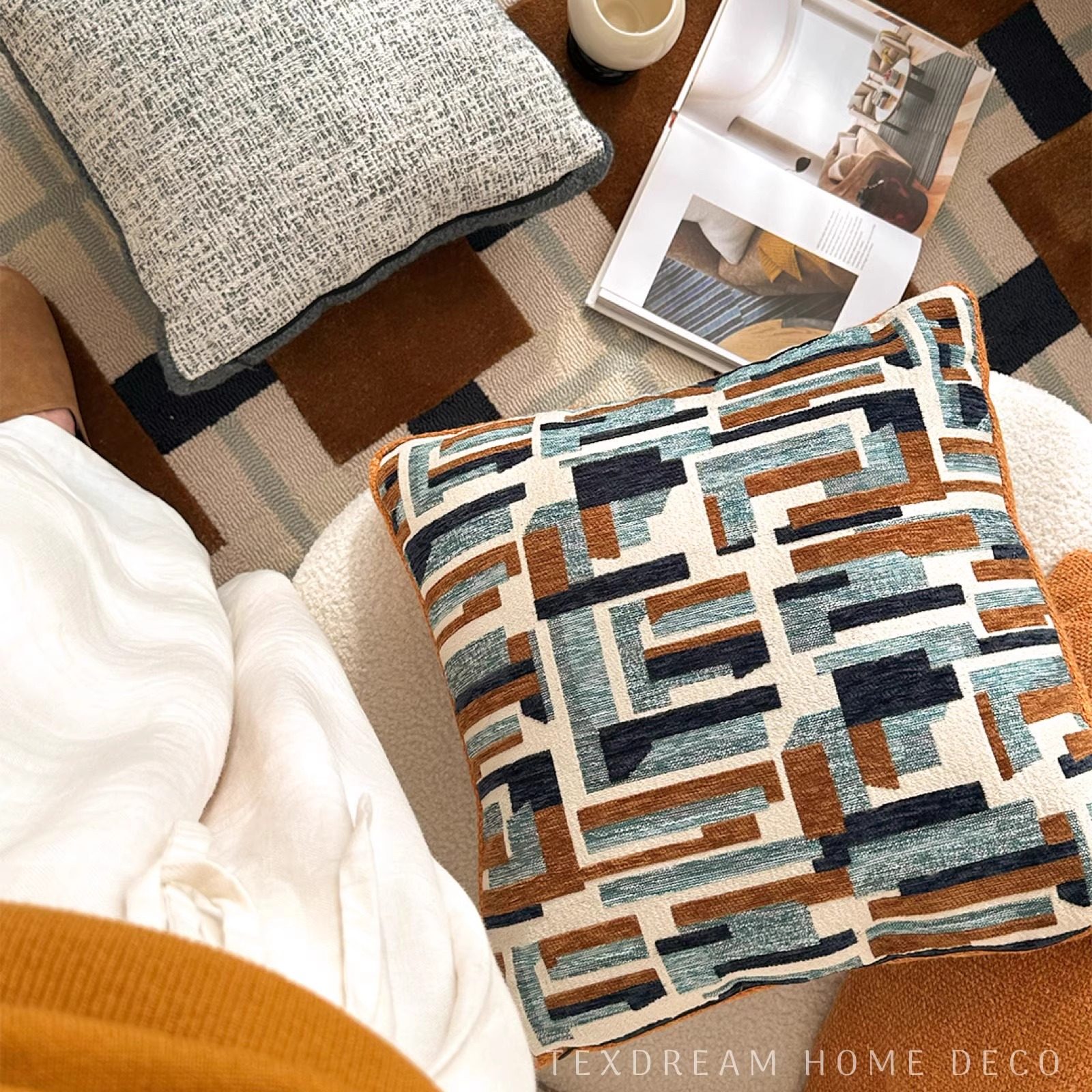 Texdream态度 乱序几何 包豪斯现代沙发抱枕简约复古棉麻床头靠垫,居家布艺,靠垫/抱枕,淘宝优惠券,粉丝福利购,淘宝优惠卷