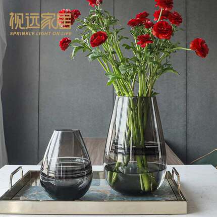 玻璃花瓶摆件客厅插花水养鲜花ins风北欧欧式芍药简约轻奢网红
