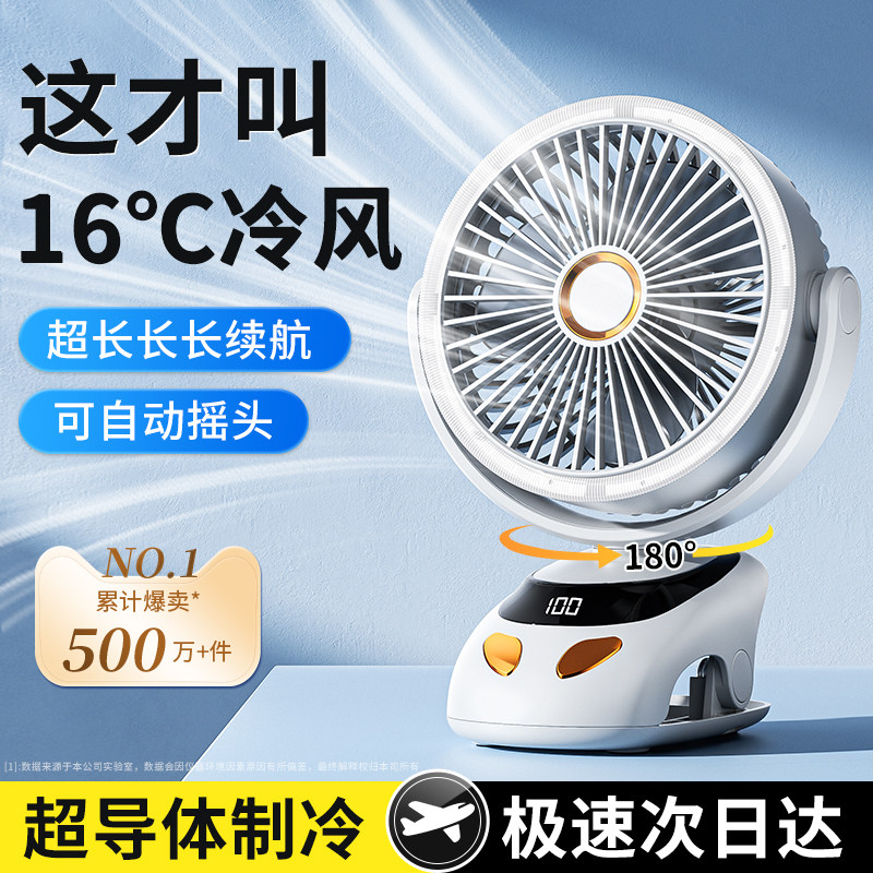 自动摇头】桌面小风扇2026新款静音办公室桌面上夹式usb电风扇超长续航小型迷你学生宿舍床上车载婴儿电风扇