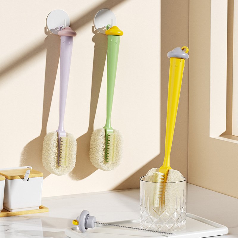 进口长柄杯刷清洁刷洗杯子神器三合一杯刷无死角奶瓶水杯杯盖吸管