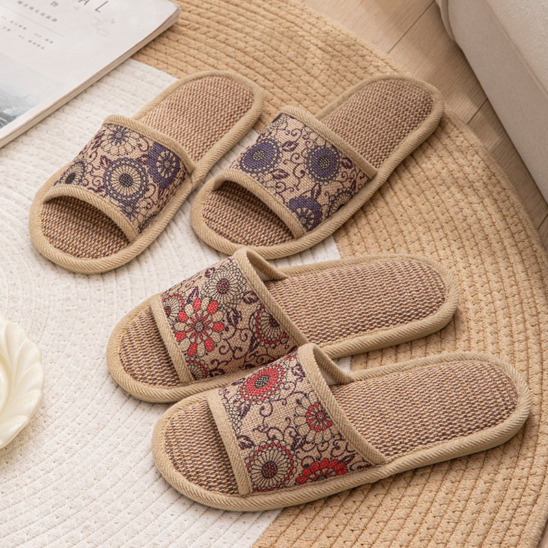 进口亚麻拖鞋男士四季室内透气居家静音情侣棉麻防滑软底凉拖鞋春