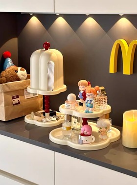 钥匙收纳玄关摆件桌面置物架客厅纸巾盒2024新款抽纸盒多层收纳架