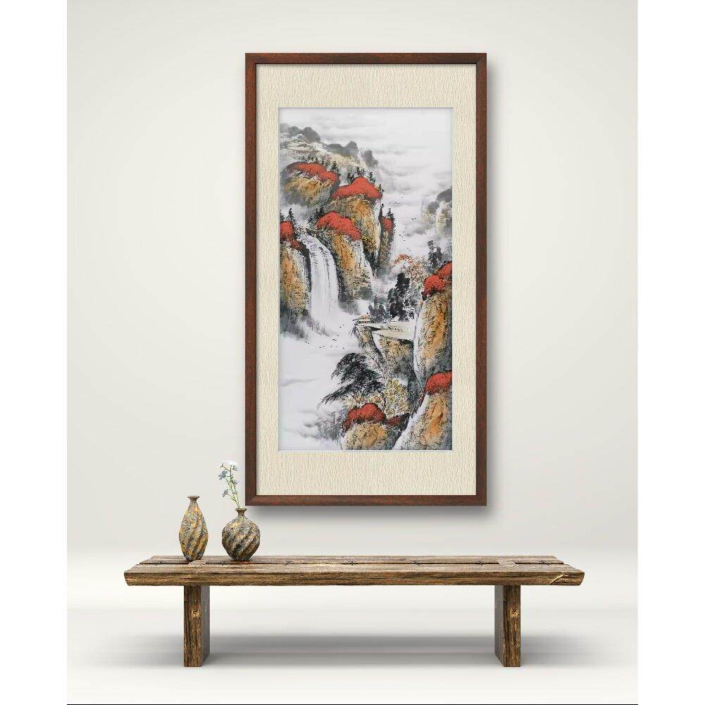 山水画堂口国画纯手绘字画书画中式装饰画三尺中堂无款写意100GG