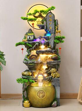客厅假山流水喷泉摆件落地加湿器办公室招财风水轮高山循环水景观