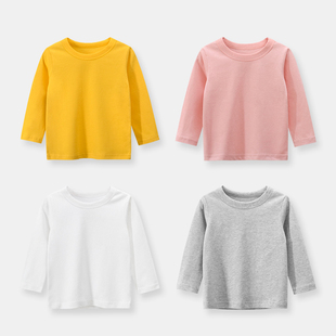 27kids童装秋季2025款男童长袖T恤纯色广告衫定制纯棉儿童衣服潮