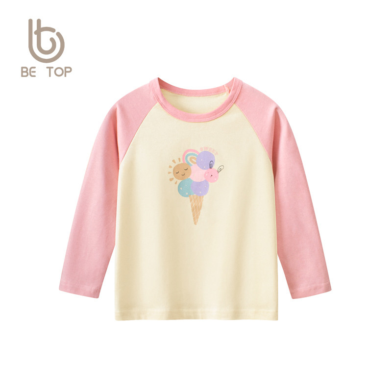 27home童装秋季儿童长袖T恤2024秋季新品女宝宝雪糕印花打底上衣