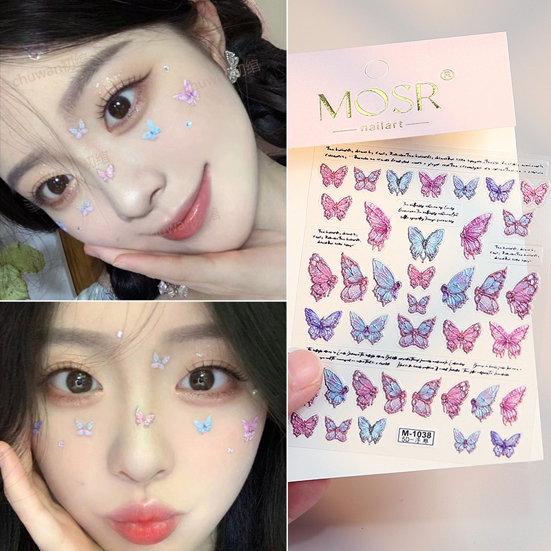 贴蝴蝶贴纸脸上贴蝴蝶贴纸装饰品