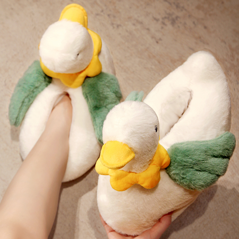 大鹅冬季女生棉拖鞋包跟保暖居家