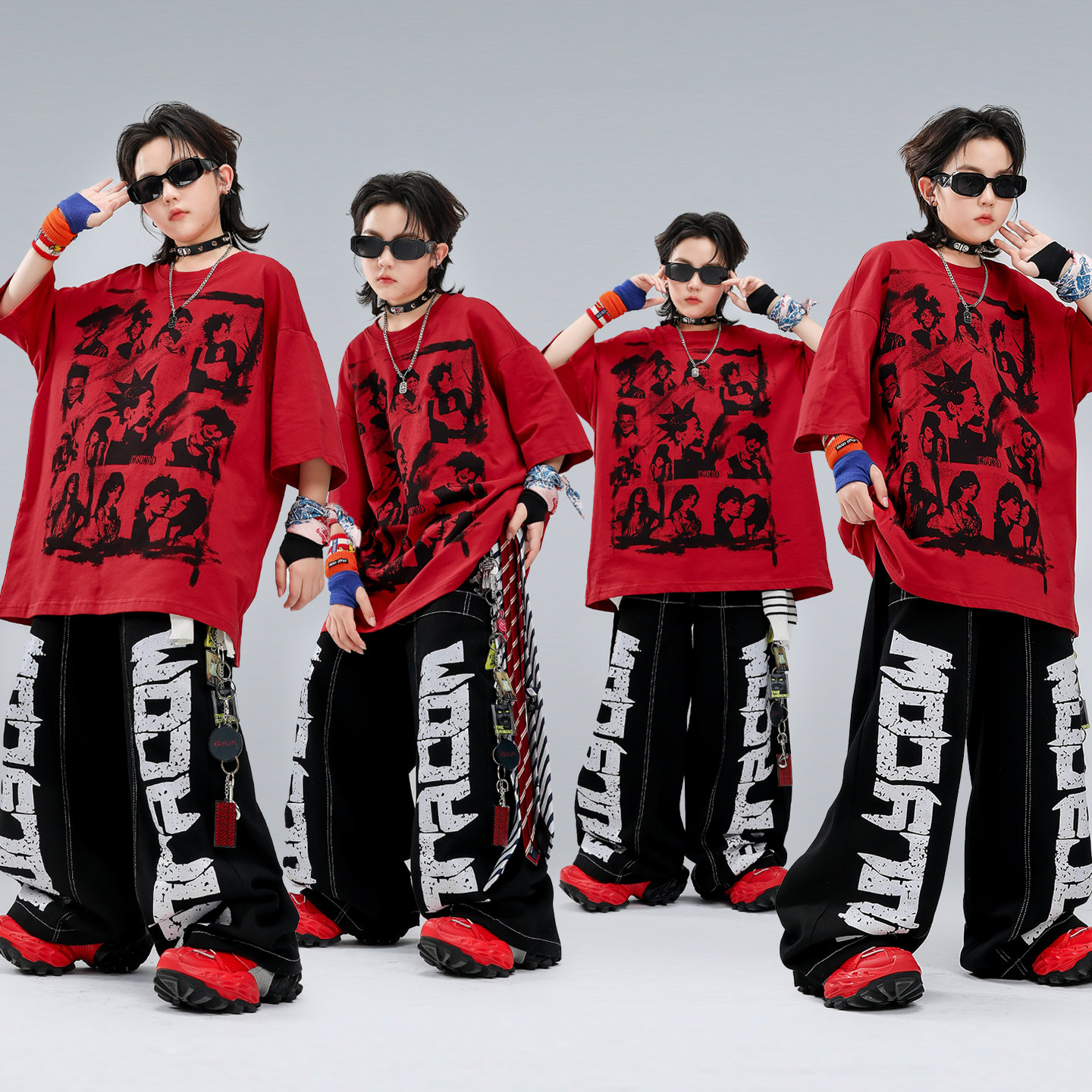 儿童街舞演出服嘻哈男女童套装酷帅幼儿hiphop小学生舞蹈表演炸街