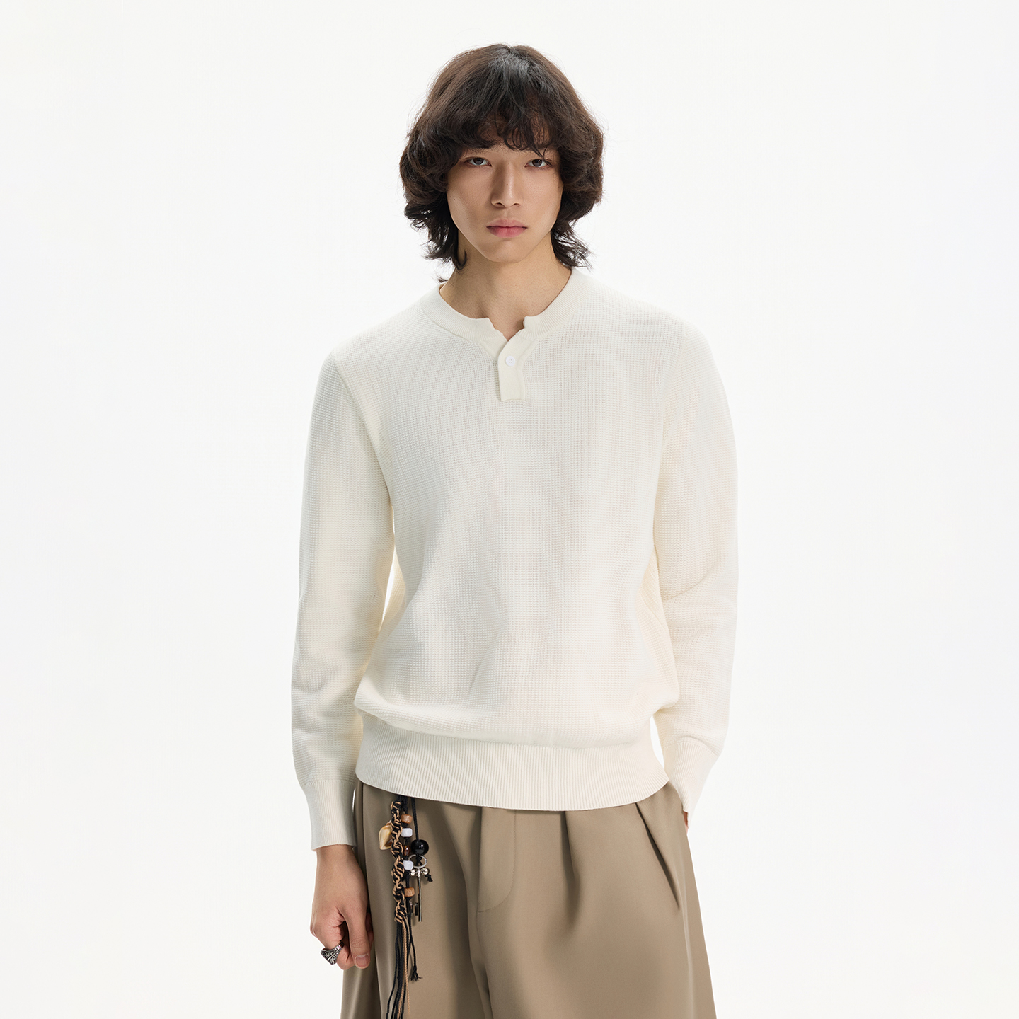 BLAEXIT老钱风亨利领长袖针织衫男款打底T恤内搭cleanfit单品上衣