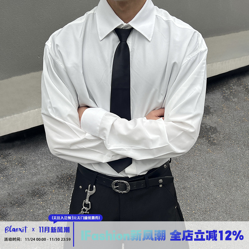 立体廓形白色衬衫叠穿重工衬衣