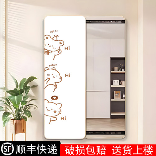 隐藏式全身镜装饰画隐形卧室穿衣镜挂画家用暗藏试衣镜子壁画卡通