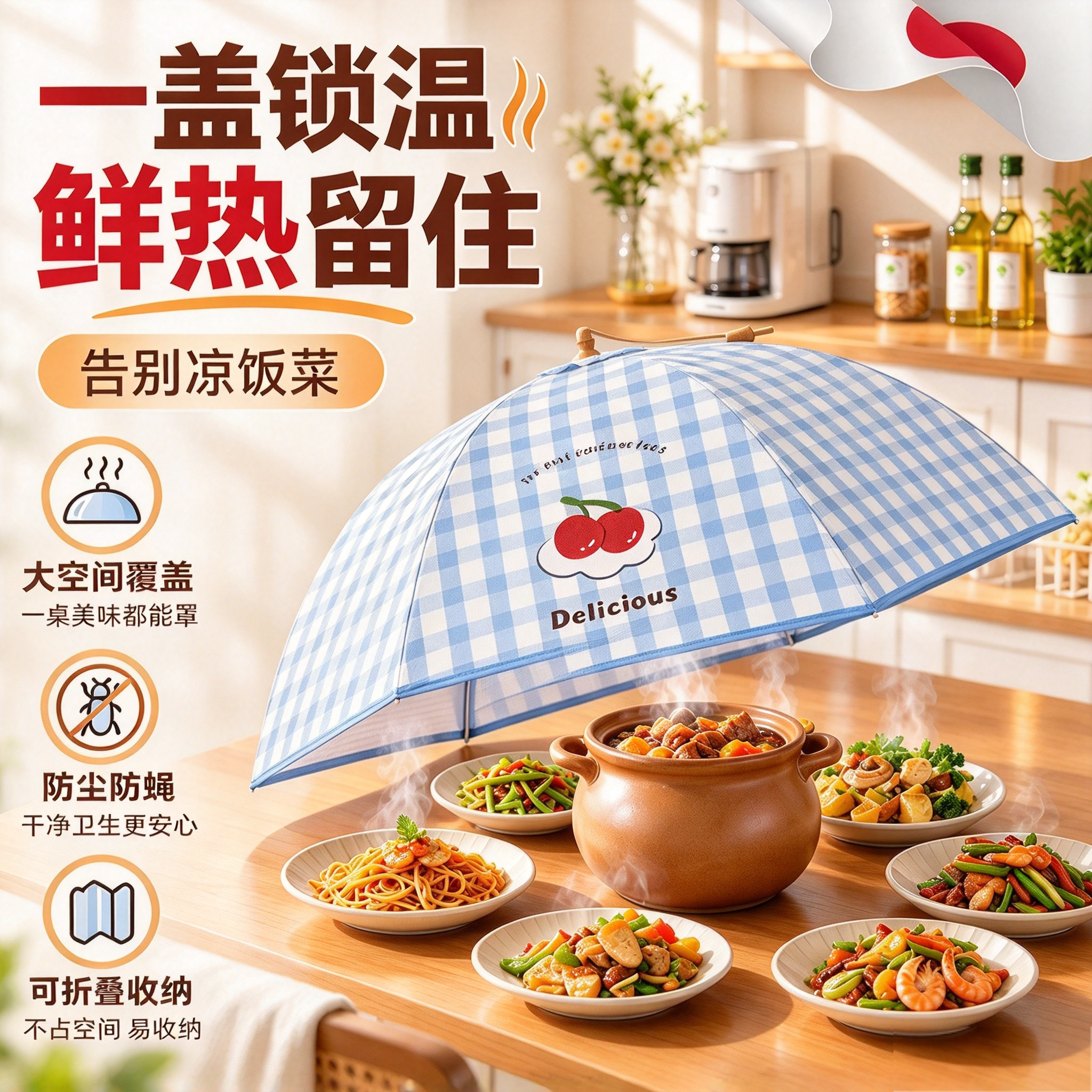 日本多层可折叠保温防蝇菜罩