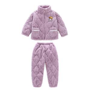 女童睡衣秋冬款宝宝法兰绒加厚夹棉儿童珊瑚绒保暖女孩冬季家居服