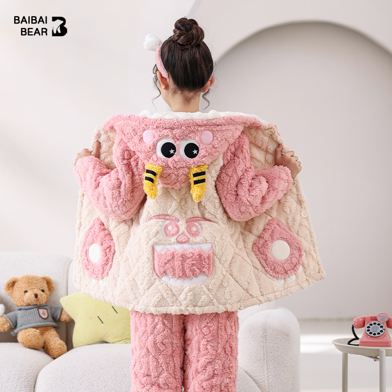 儿童睡衣冬季加厚加绒家居服