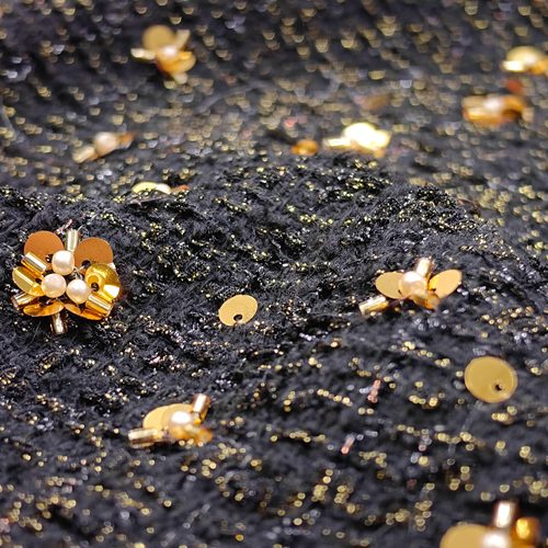 进口高奢亮片羊毛小香风粗花呢面料秋冬厚服饰裙子布料DIY手工