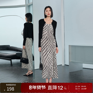 丽雪leisure2026春季新款无袖连衣裙吊带长裙抽褶收腰女