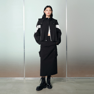 丽雪leisure2026春季新款复古收腰半身裙直筒裙工装风长裙女