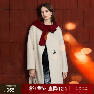 丽雪leisure2025冬季新款宽松长款简约保暖呢大衣毛呢外套女