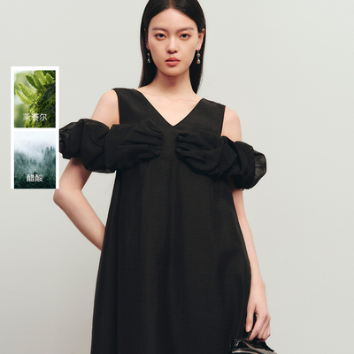 【莱赛尔】丽雪leisure2026夏季新款无袖连衣裙V领中裙女