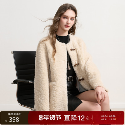 丽雪leisure2025冬季新款中长环保皮草保暖毛毛外套女