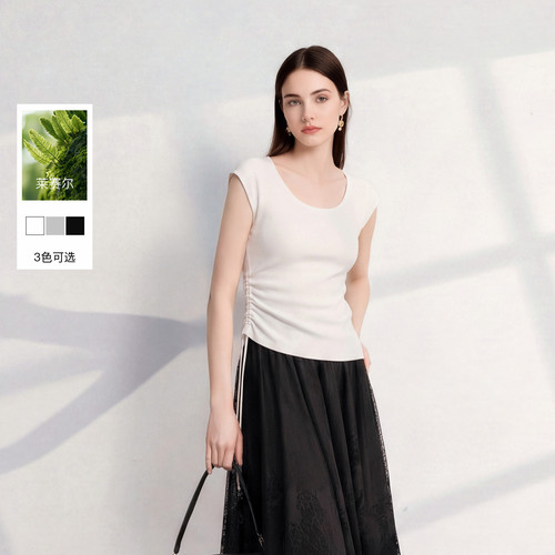 【莱赛尔】丽雪leisure2026夏季新款针织衫圆领毛衫简约女