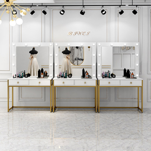 影楼带灯带镜简约现代化妆台专业