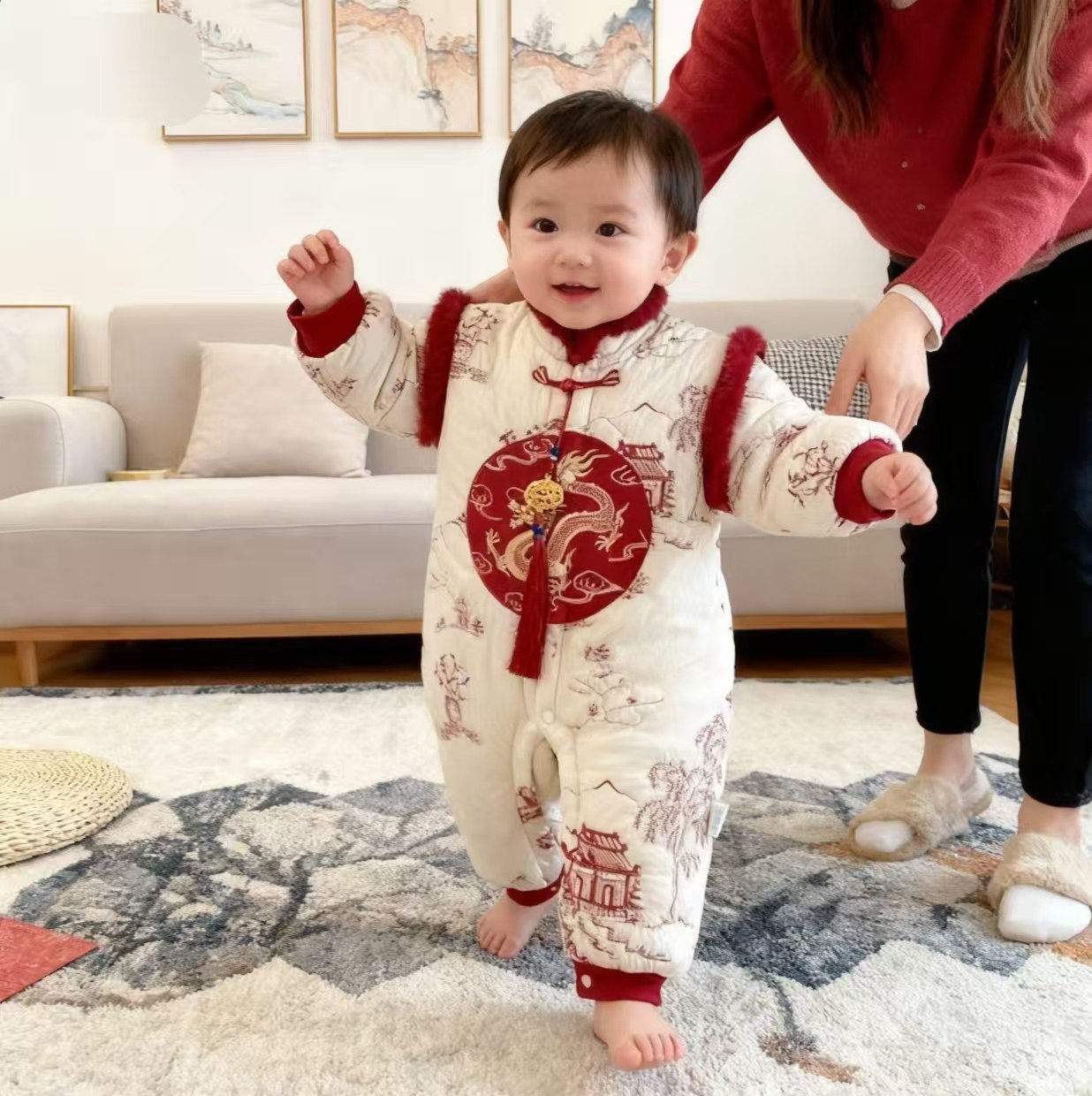 中国风男女宝宝连体冬季夹棉加厚保暖长袖爬服百天周岁礼服拜年服,童装/婴儿装/亲子装,连身衣/爬服/哈衣,淘宝优惠券,粉丝福利购,淘宝优惠卷