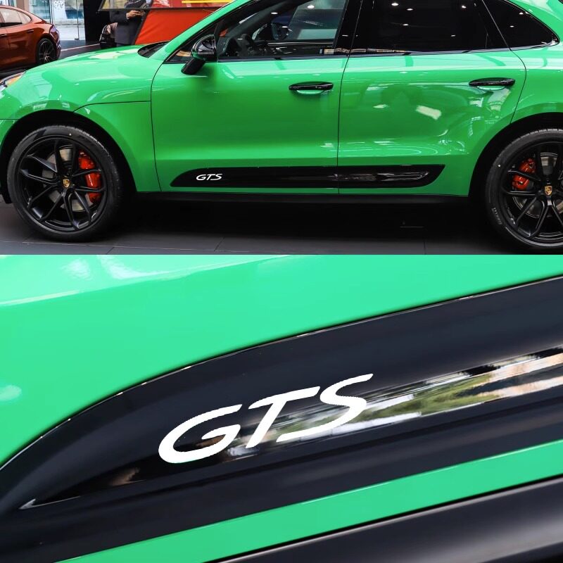 适用于保时捷macan t字标贴纸gts拉花车贴侧裙贴字母彩条个性改装