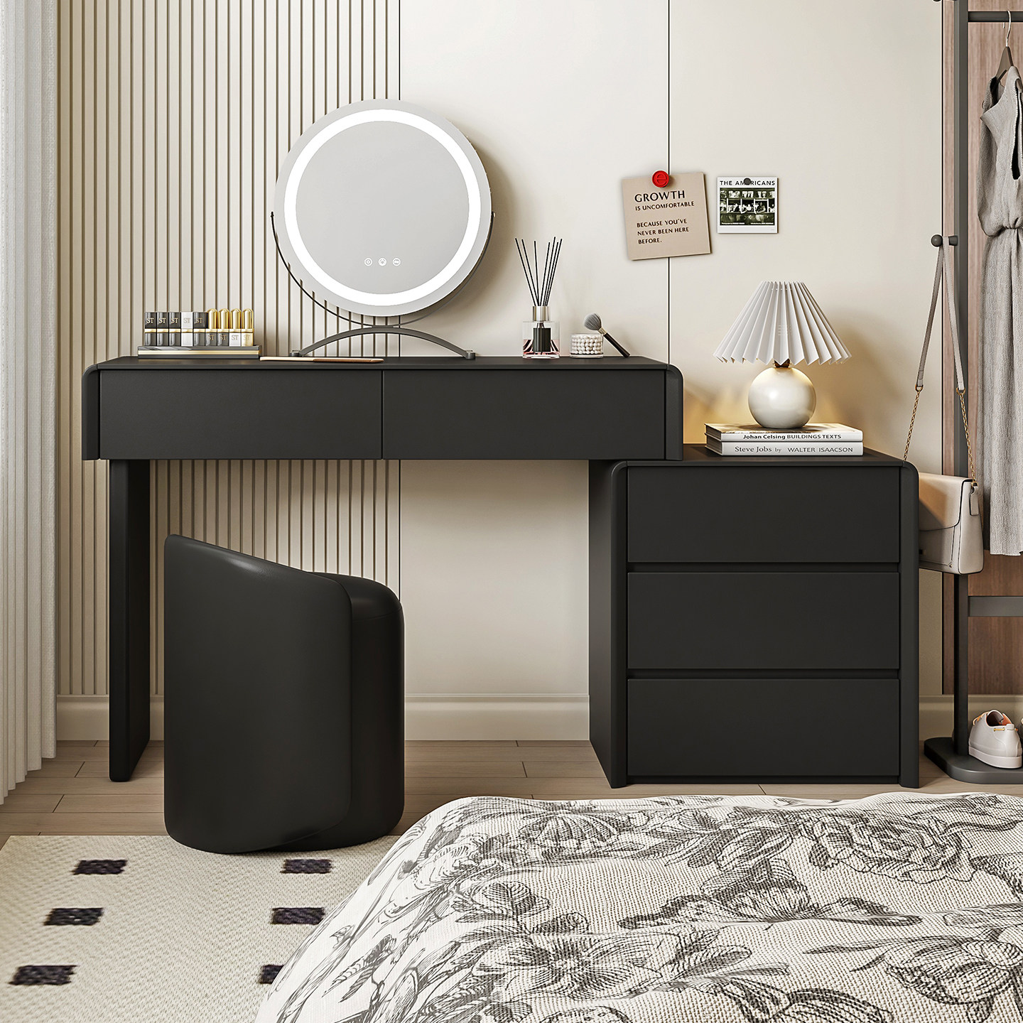 梳妆台斗柜一体化妆桌卧室现代简约小户型实木岩板化妆台2025新款,住宅家具,梳妆台/桌,淘宝优惠券,粉丝福利购,淘宝优惠卷