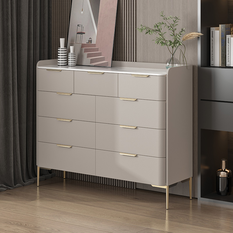 瑰真实木轻奢储藏九斗柜皮质