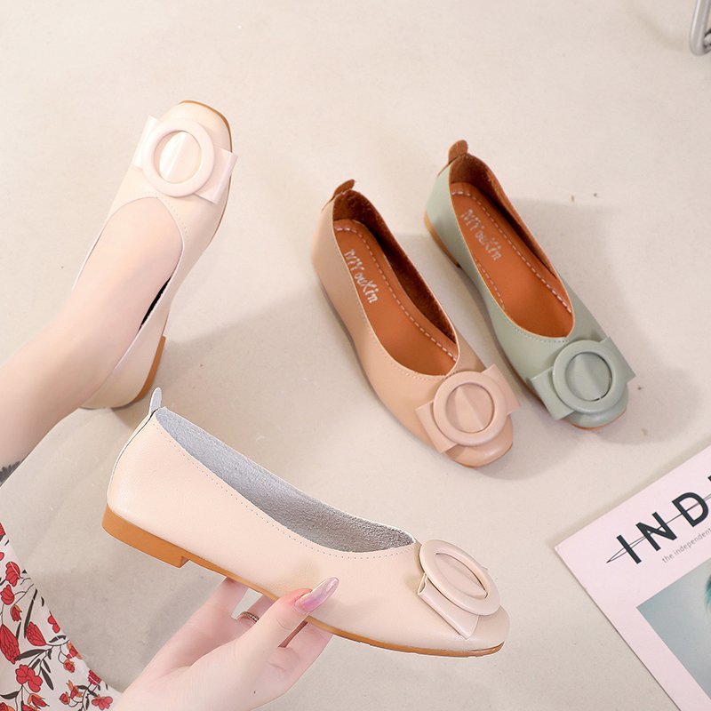 玫宸2021新款韩版平底单鞋方头浅口网红仙女温柔软底豆豆鞋YL在类目 女鞋, 低帮鞋, 时尚休闲鞋中 - 来自Buy2taobao.com提供专业的淘宝代购服务