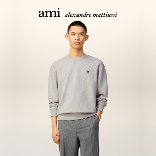 Ami Paris 男士黑色刺绣ADC棉卫衣 爱心圆领长袖卫衣