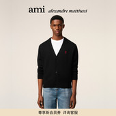 Ami 爱心V领外套 红色ADC美利奴羊毛开衫 Paris 男士