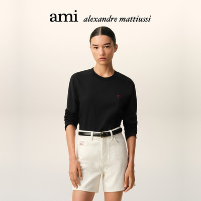 AMIPARIS红色爱心棉质长袖T恤