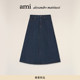 春夏新品 Ami Paris 女士原浆靛蓝丹宁中长牛仔裙 原牛半身裙