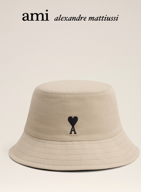 Ami Paris黑色ADC棉华达呢渔夫帽 黑色爱心棉质桶帽
