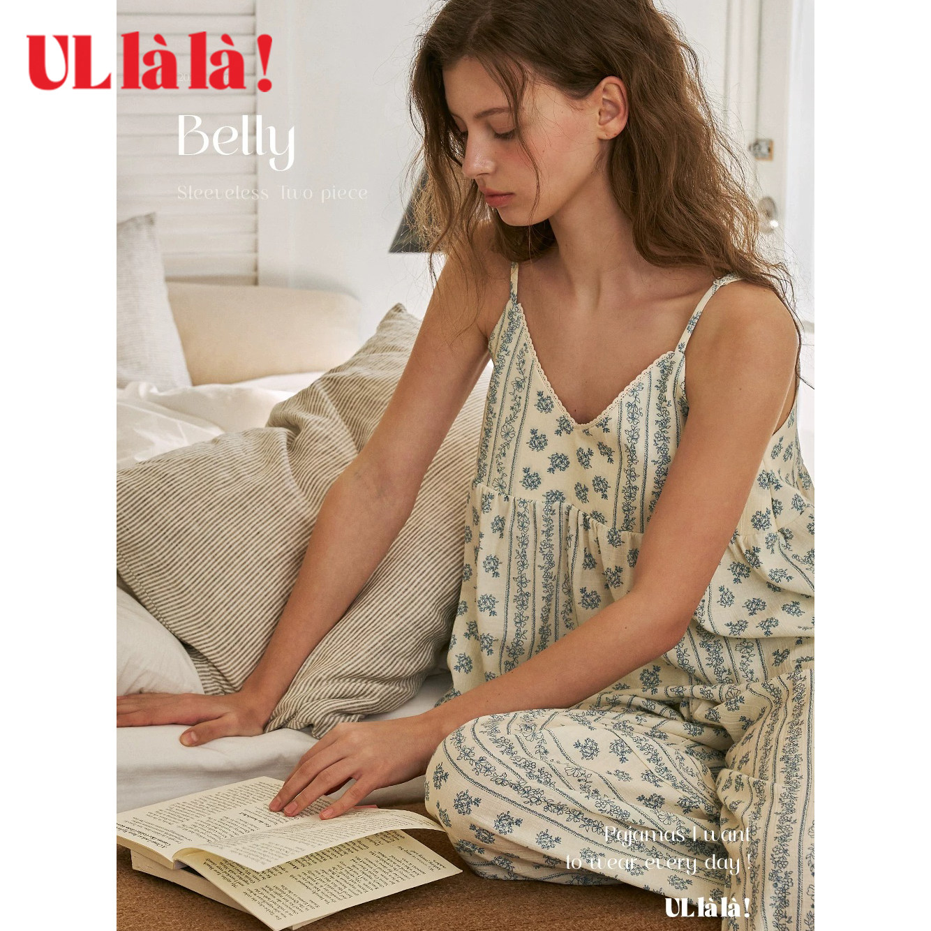 Ullala法式碎花棉质睡衣套装