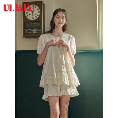 ULLALA女款纯棉蝴蝶结家居服套装